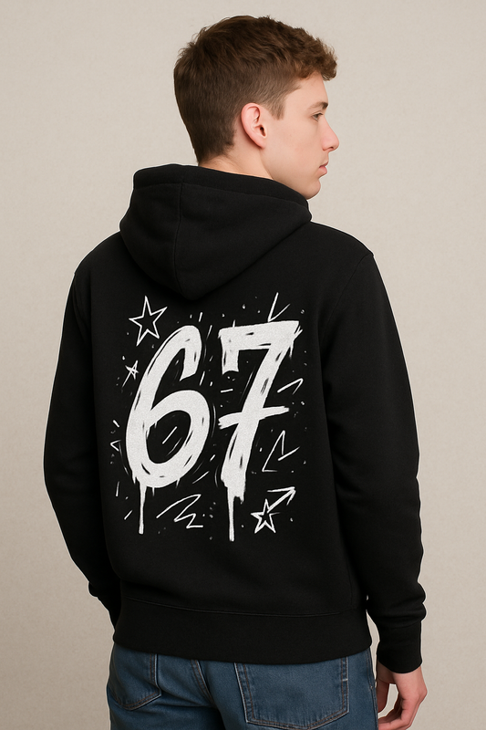 Black hoodie with graffiti-style white 67 design β Dare 2 Wear Lebanon