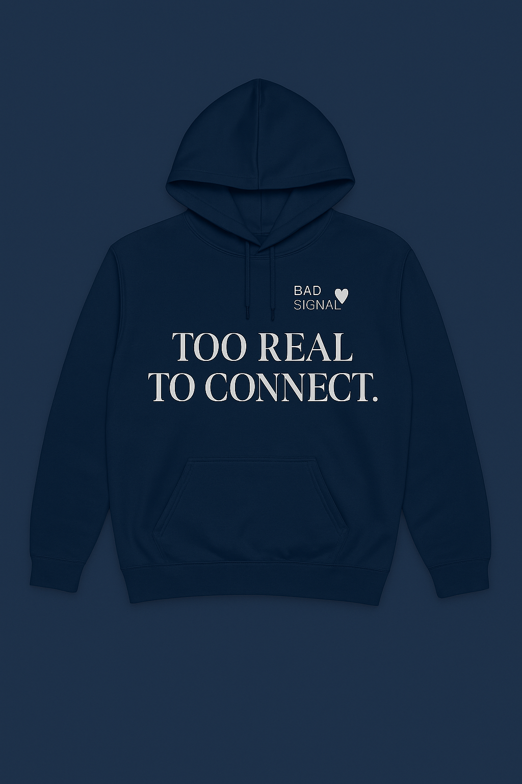Model in navy blue Too Real to Connect hoodie by Dare 2 Wear — bold women’s street style.