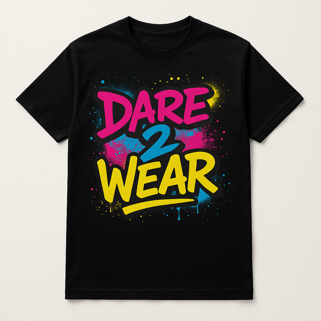 Model wearing Dare 2 Wear graffiti t-shirt – black Lebanese streetwear