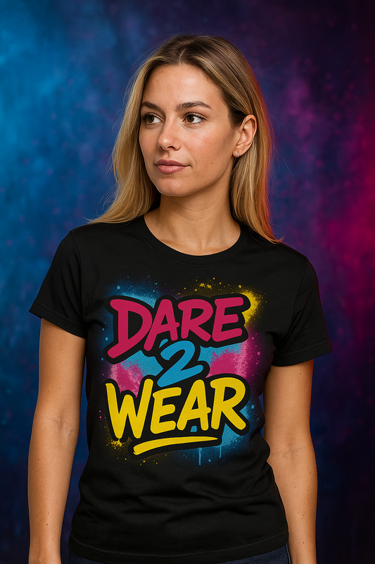 Model wearing Dare 2 Wear graffiti t-shirt – black Lebanese streetwear