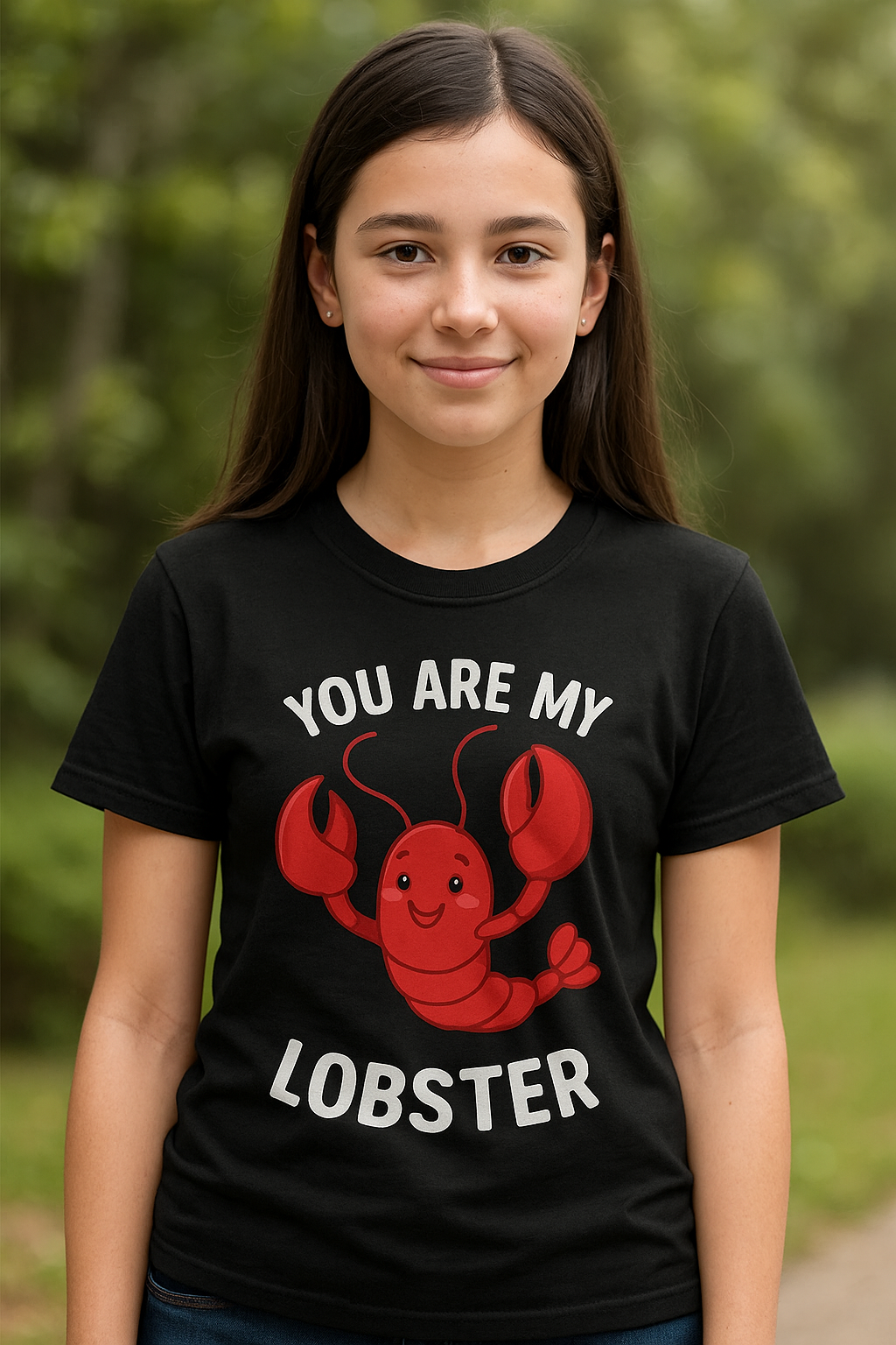 Black t-shirt with funny red lobster graphic and the phrase “You Are My Lobster” – perfect gift shirt for couples