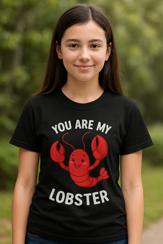Black t-shirt with funny red lobster graphic and the phrase “You Are My Lobster” – perfect gift shirt for couples