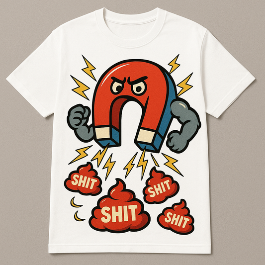 Shit Magnet T-shirt by Dare 2 Wear – bold comic-style design in black and white.